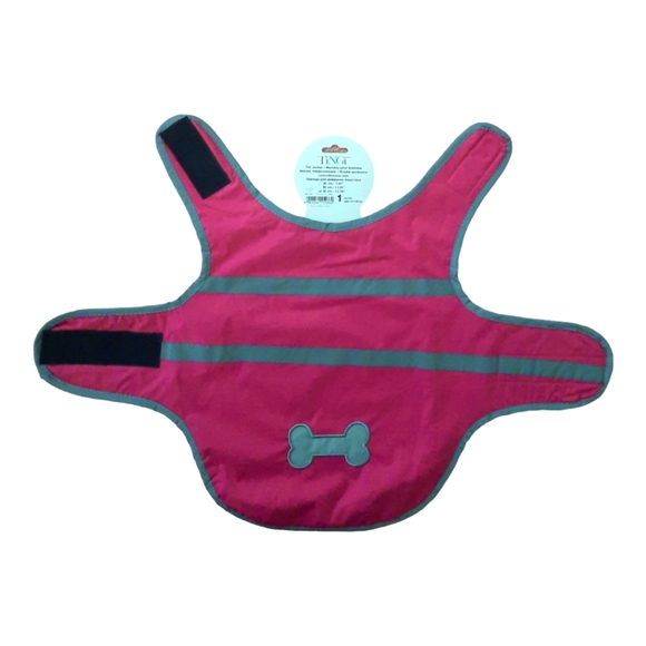 New - Pet Dog Coat Vest Pink/Gray Reflective Strips Black Lining Size 13.78" - Picture 3 of 5